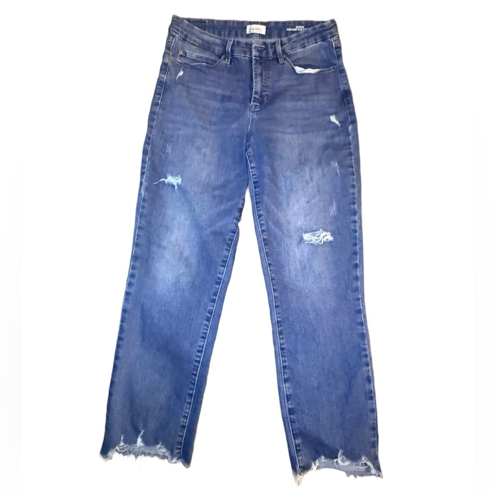 Nicole Miller New York SOHO High Rise Slim Straight Jeans Size 10 Raw Hem